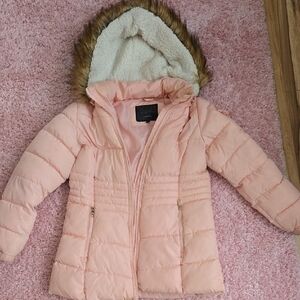 Steve Madden Pink Puffer Jacket with Faux Fur Hood